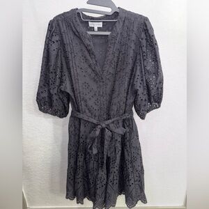 Gibson Latimer Charcoal Eyelet Midi Dress